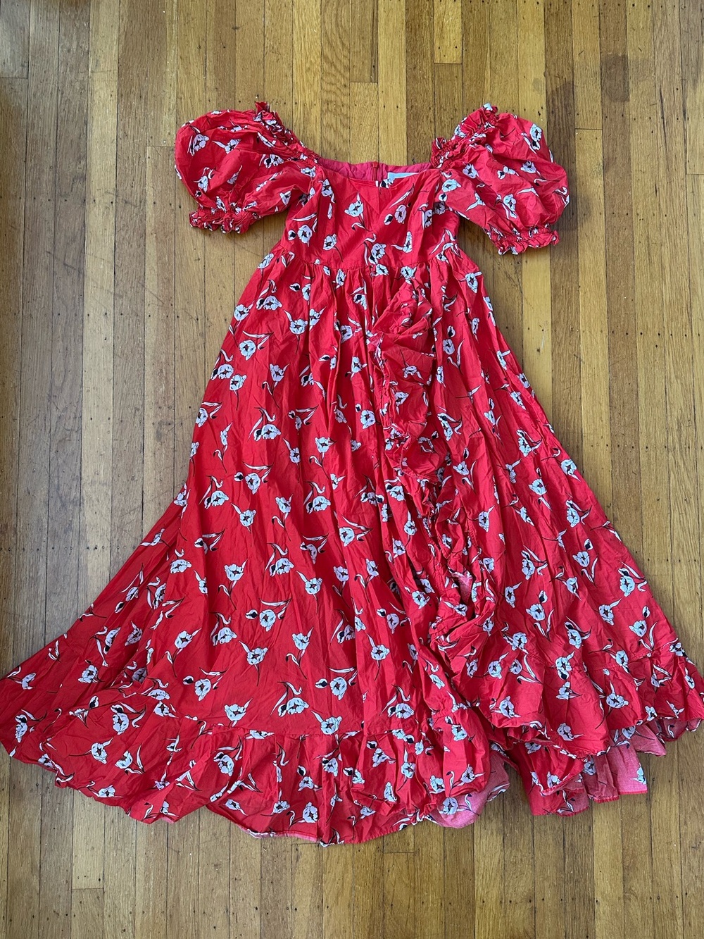 Selkie Foxglove Red Floral Gown Dress